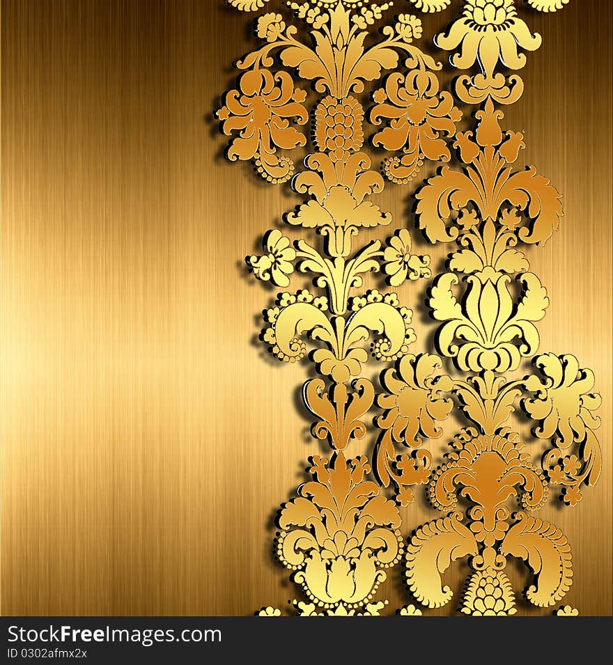 Gold metal plate with ornament