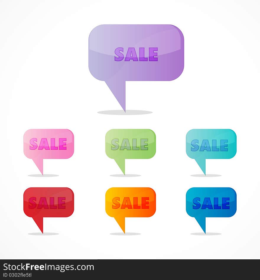 Illustration of set of colorful sale icons