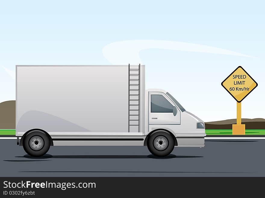 Illustration of truck on road