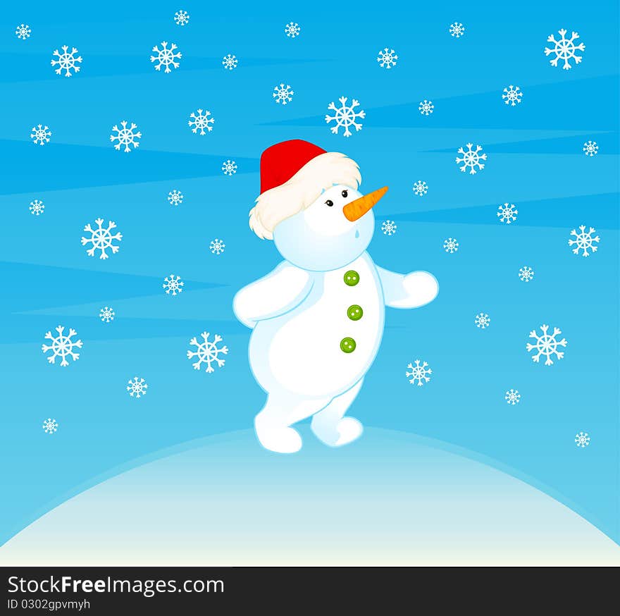 Cartoon Little Cute Snowman