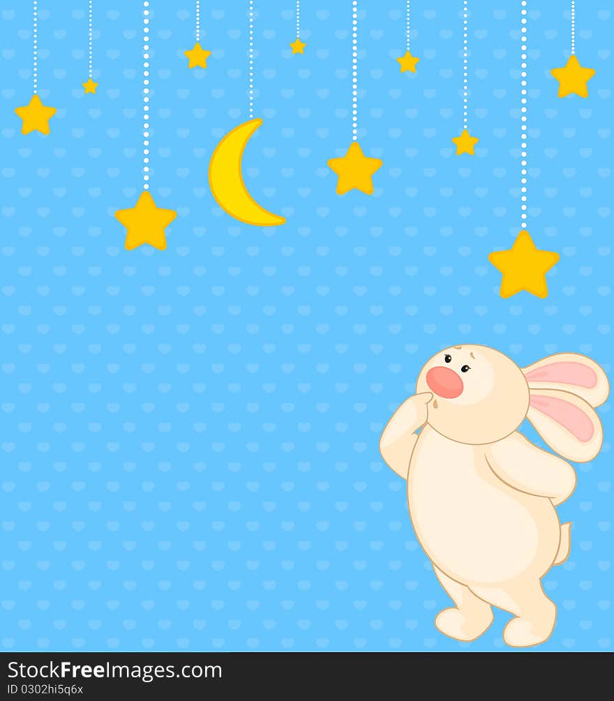 Cartoon Little Toy Bunny With Stars