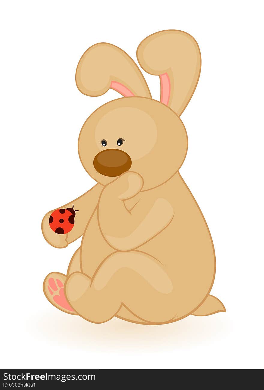 Little Toy Bunny With Ladybird