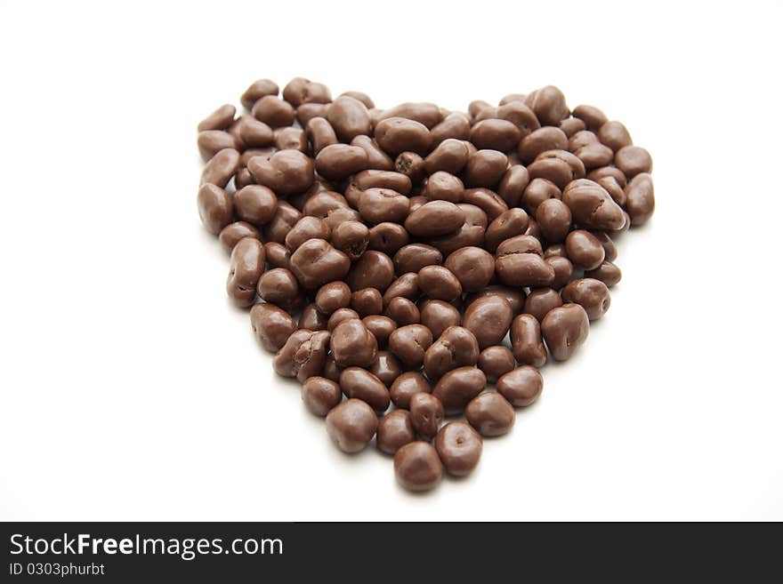 Heart from raisins chocolate