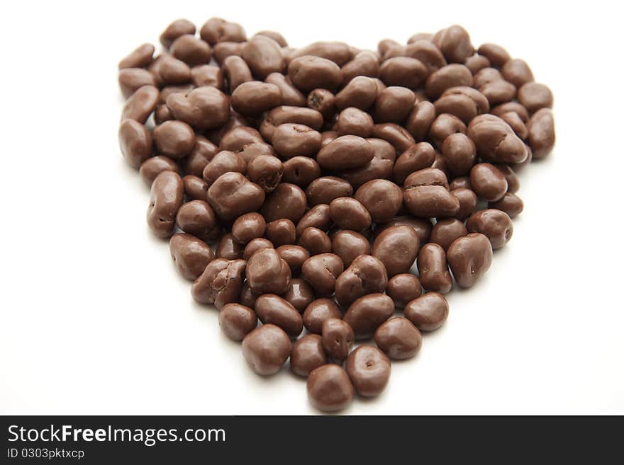 Heart from raisins chocolate