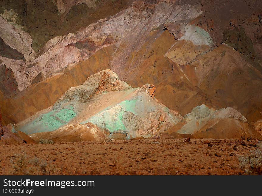 Artist Pallette in Death Valley, Califorina. Different colors from minerals in the mountain. Beautiful celebration of creation. Artist Pallette in Death Valley, Califorina. Different colors from minerals in the mountain. Beautiful celebration of creation.