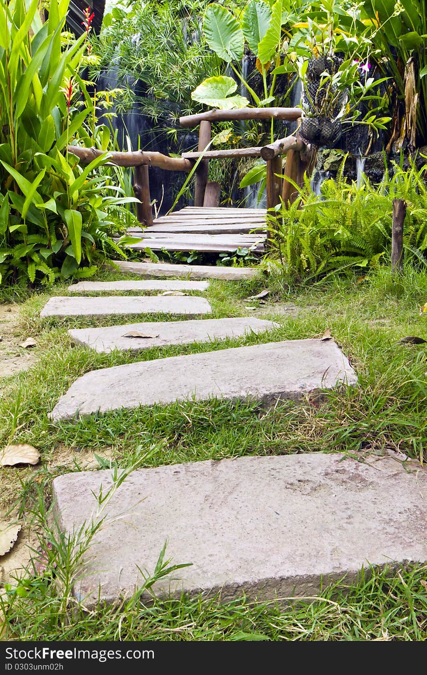 The sidewalk in the public park where a temple Mongkol , Huahin city , Thailand ,. The sidewalk in the public park where a temple Mongkol , Huahin city , Thailand ,