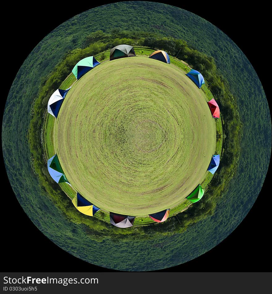 The circle image of camping