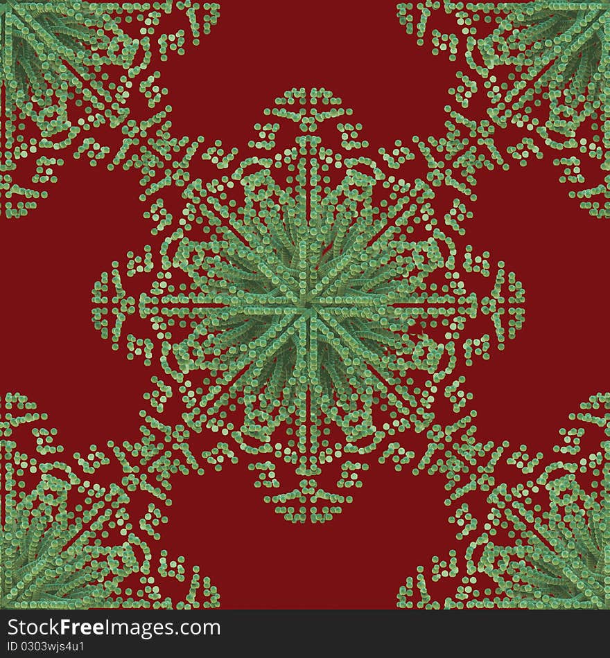 Red Green Snowflake Pattern