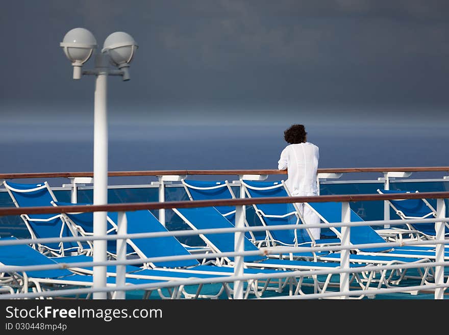 Woman on a cruise ship deck