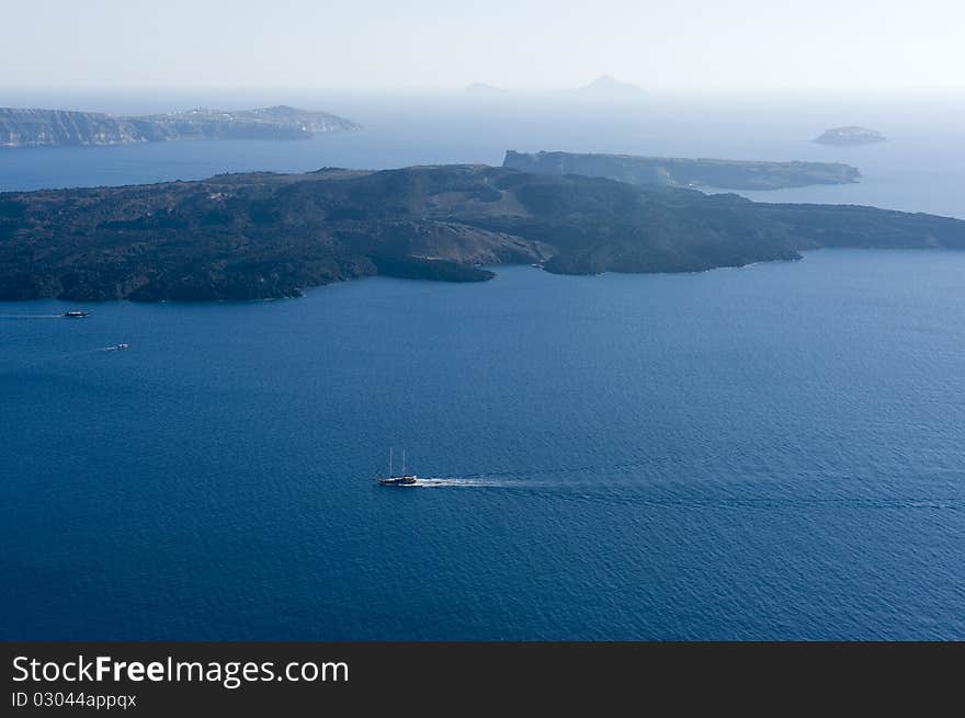 Gorgeous view of romantic Santorini's coast. Greece.