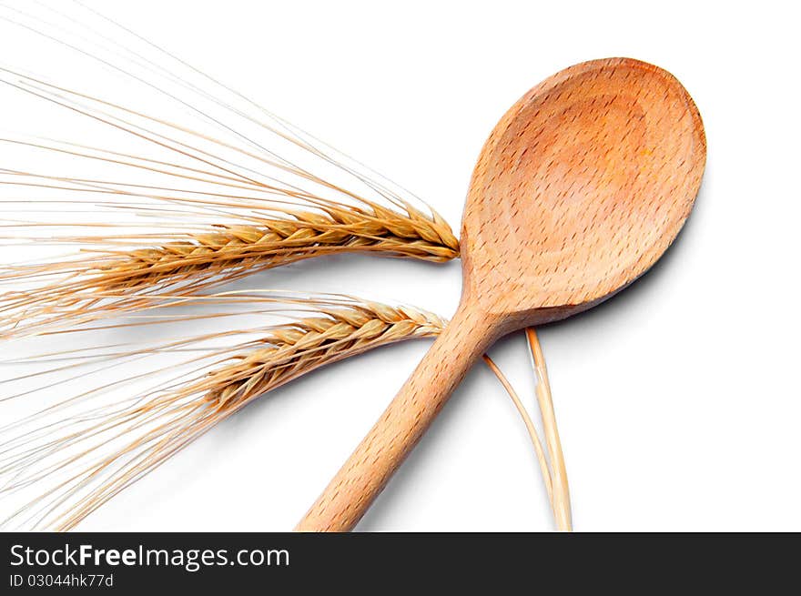 Ear Of Wheat And Wooden Spoon