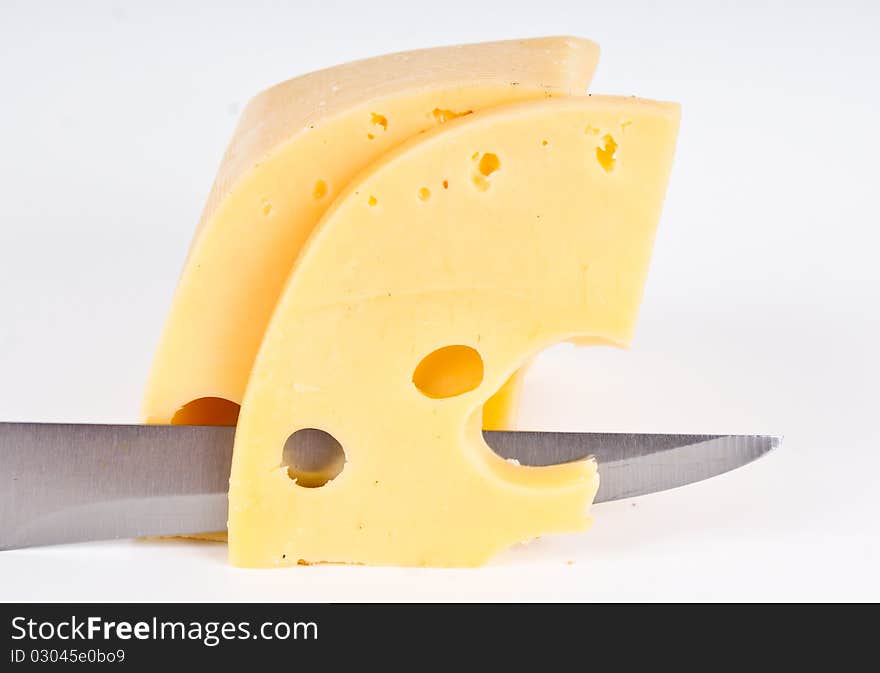 cheese with knife