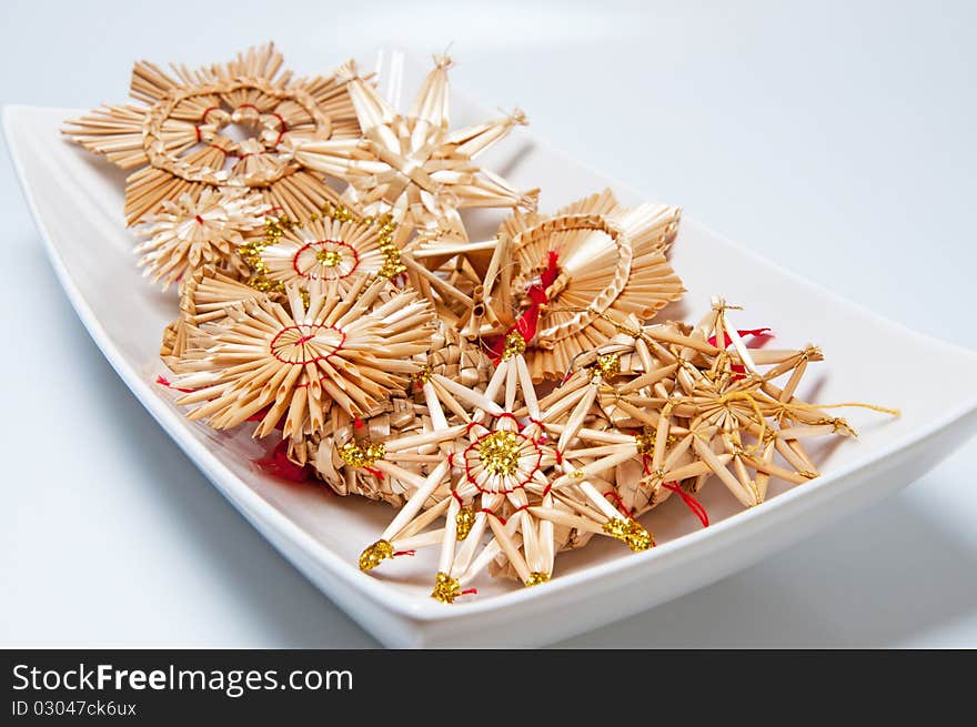 Picture of Christmas straw decoration, horizontal shot.