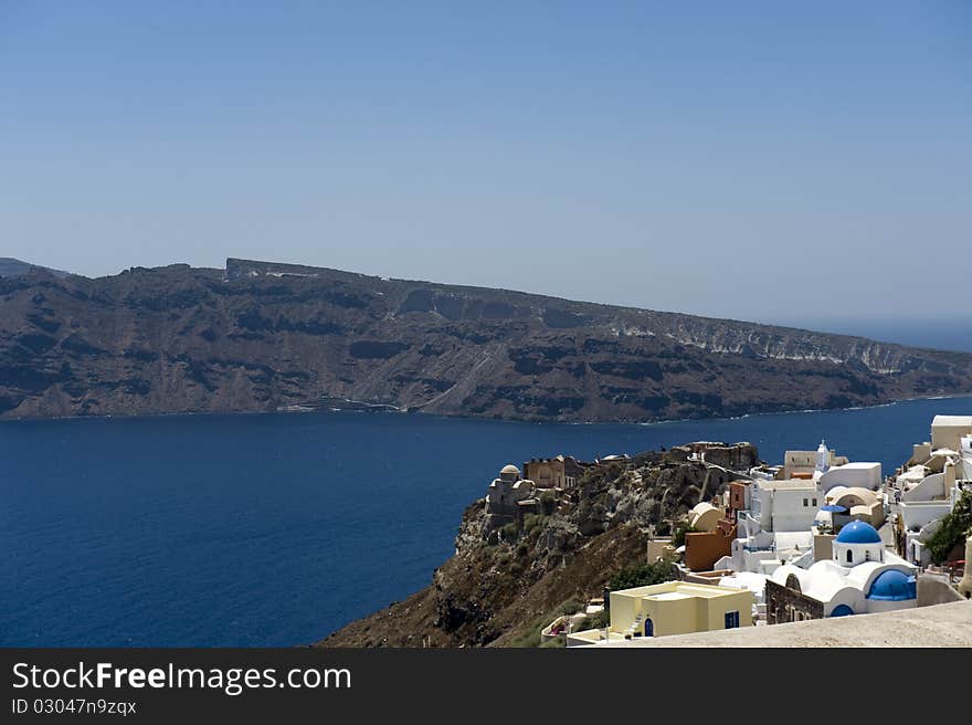 Gorgeous view of romantic Santorini's coast. Greece.