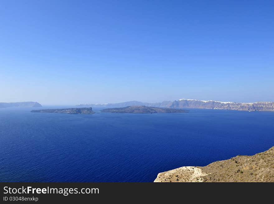 Gorgeous view of romantic Santorini's coast. Greece.