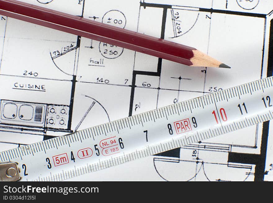 An architecture composition with house plans