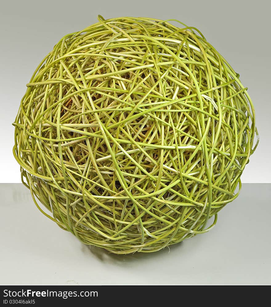 Full-sphere made of willow rods, for interior design