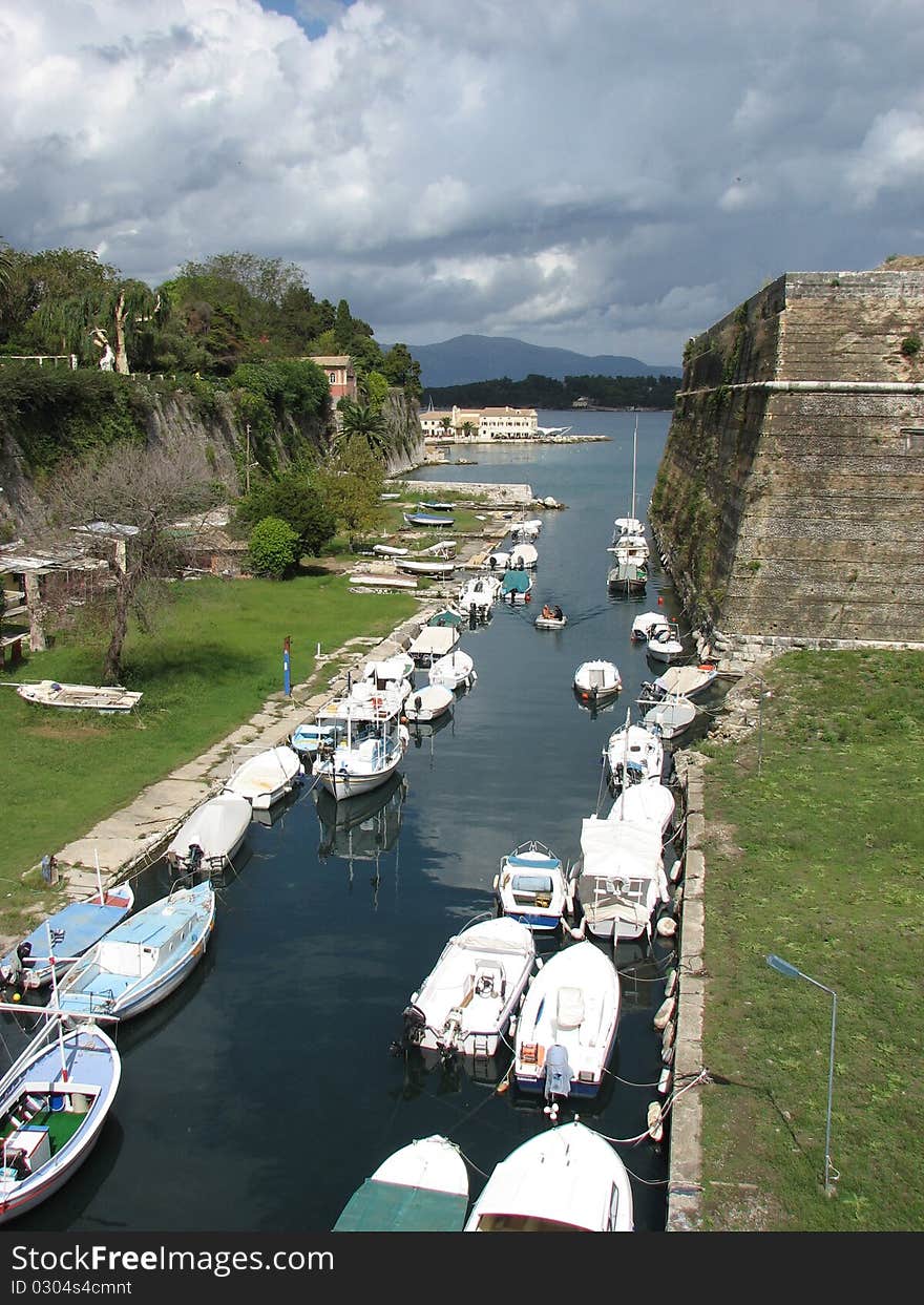 Old fortress canal in Corfu