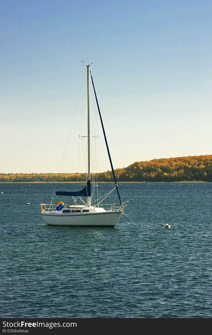 Sail boat at anchor