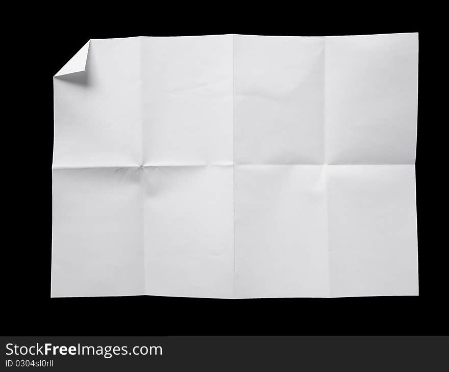 Empty white Crumpled paper on black background