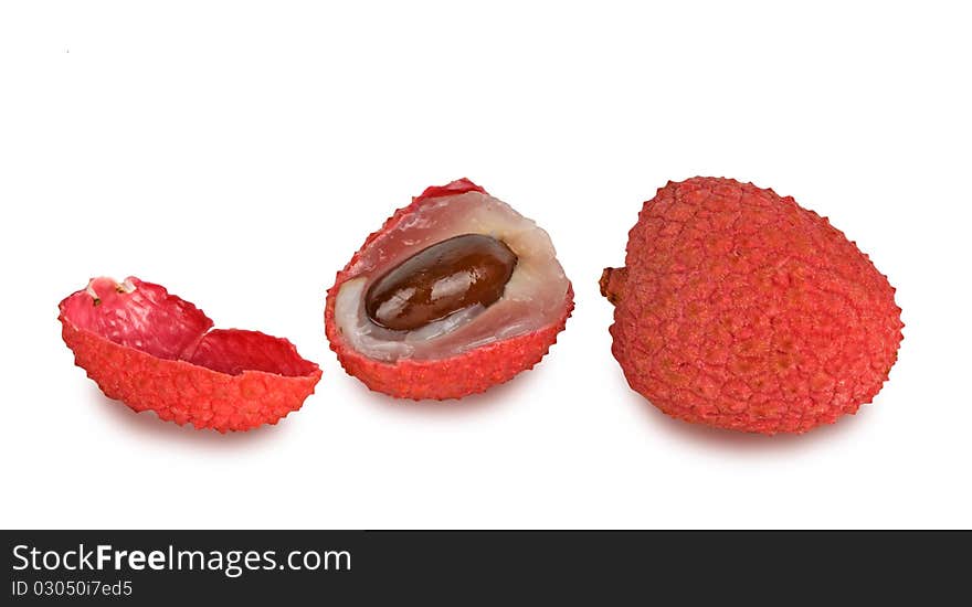 Lychees isolated on white background