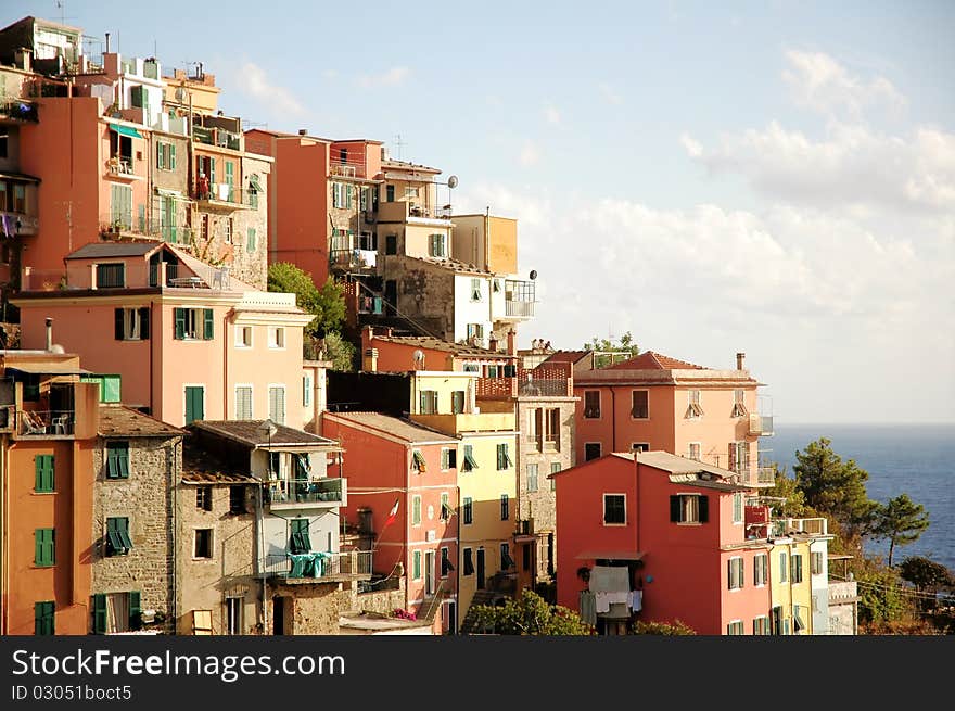 Houses at Corniglia by late afternoon. Houses at Corniglia by late afternoon