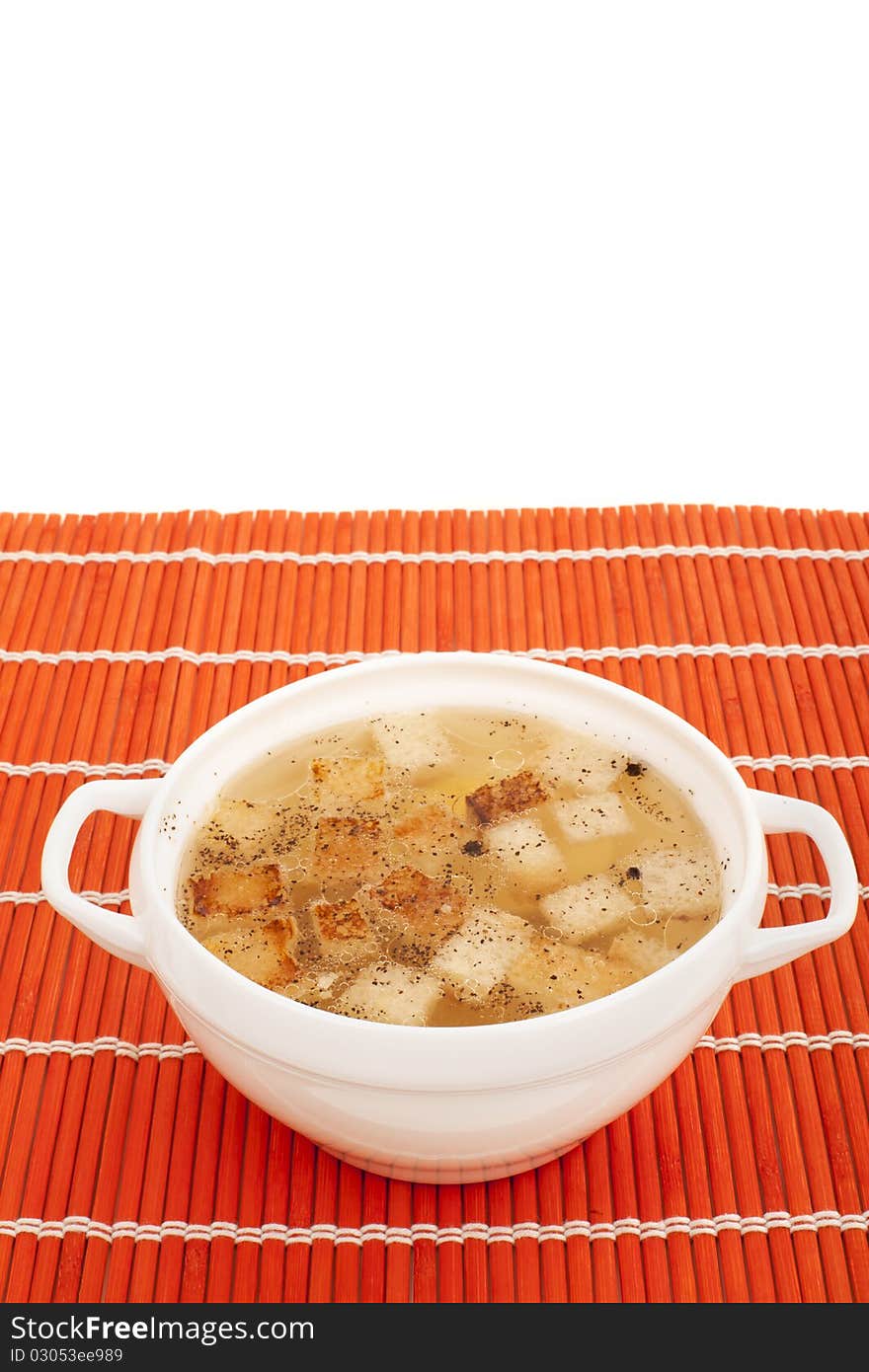 Chicken broth with egg and breadcrumbs