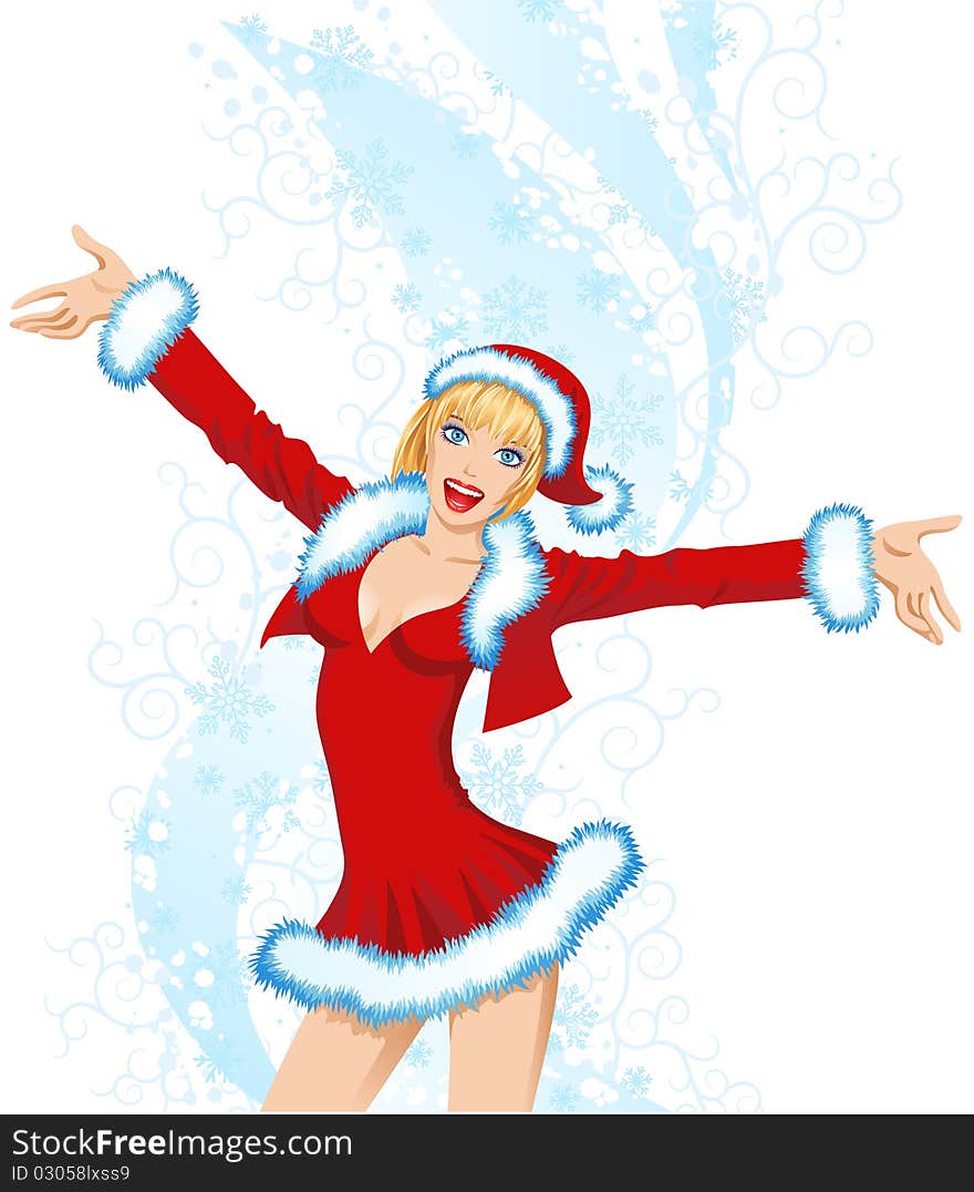 Illustration of a beautiful christmas girl. Illustration of a beautiful christmas girl