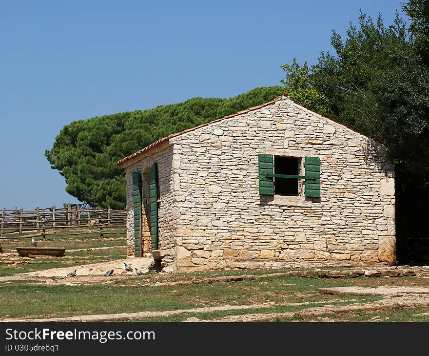 A small stone barn in rural areas