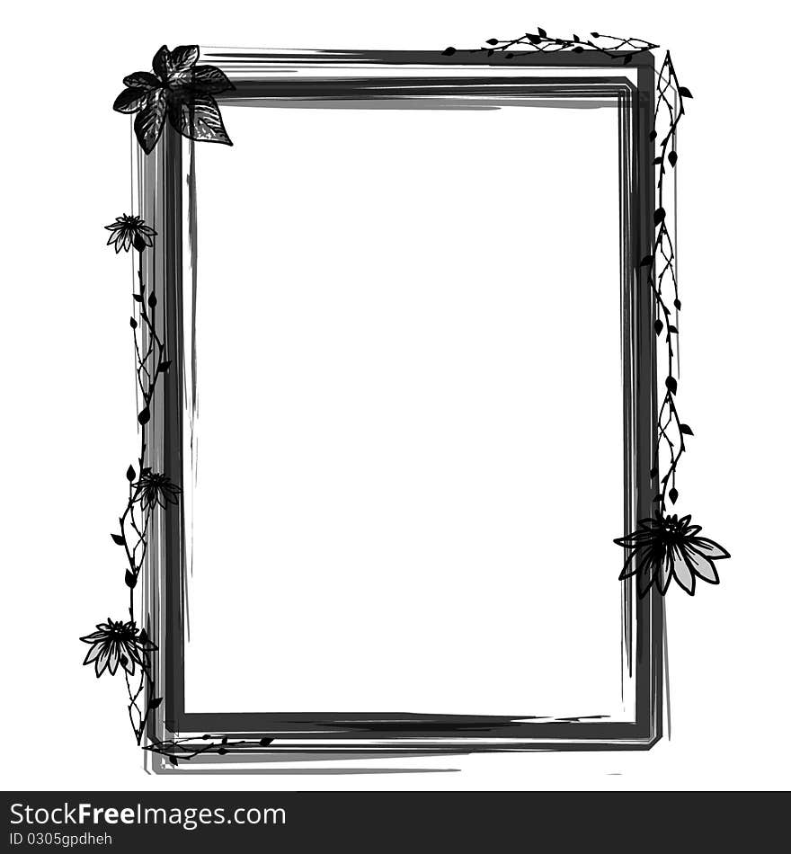 Grunge floral frame