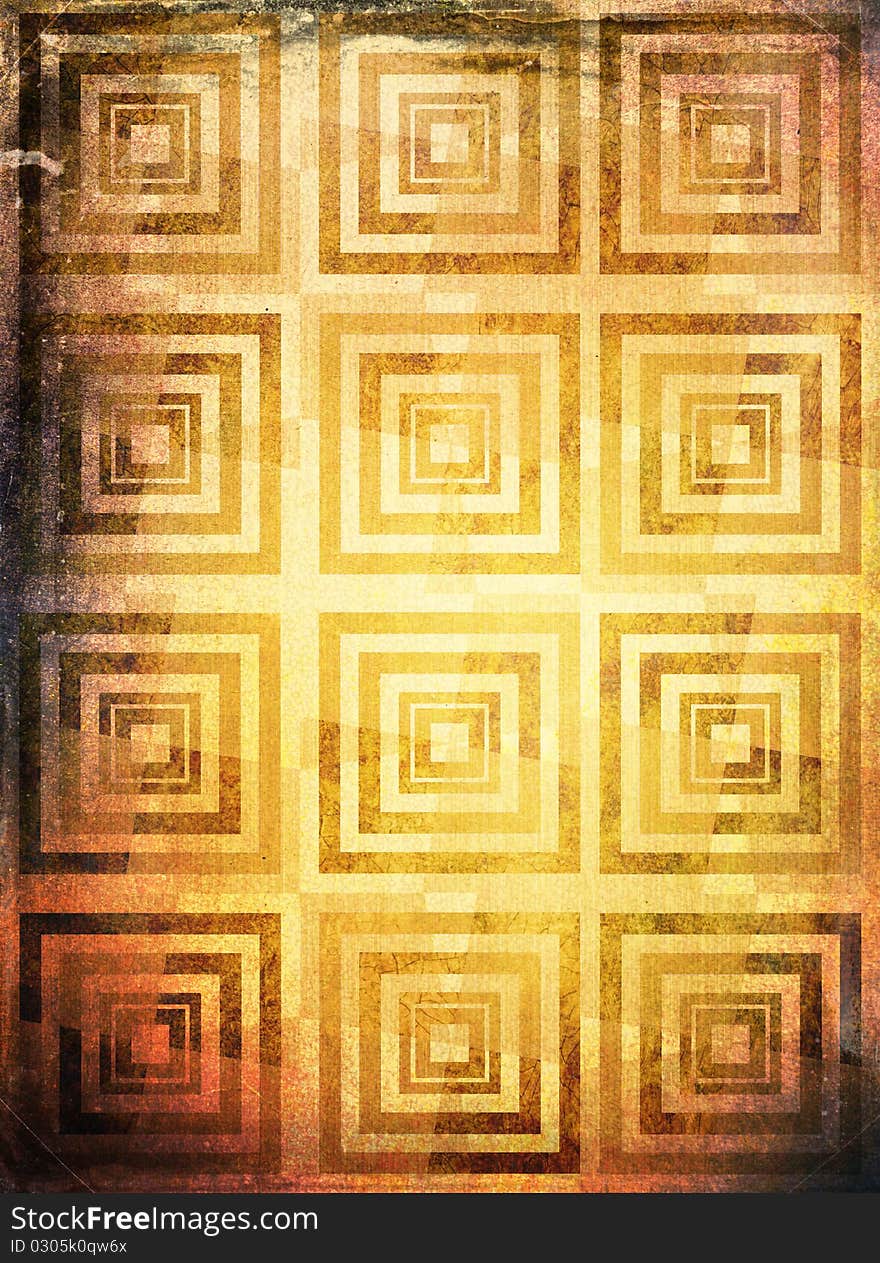 Abstract grunge square on brown background