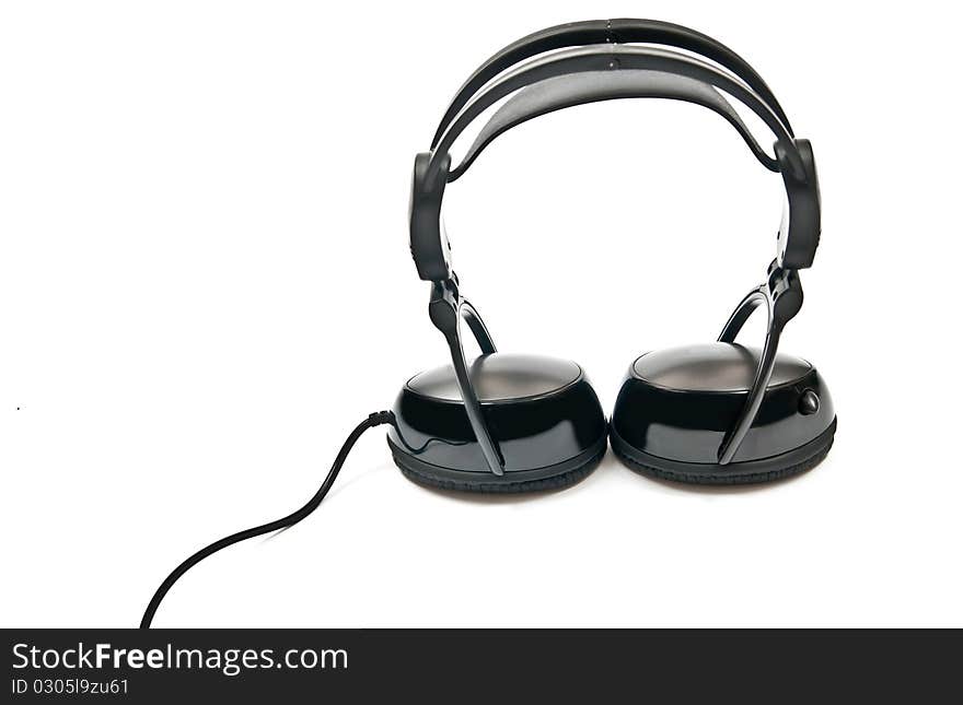 Black headphones isolated on white background