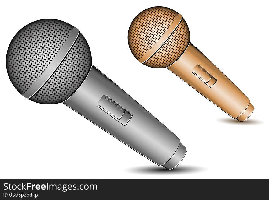 Illustration of mic icons on white background