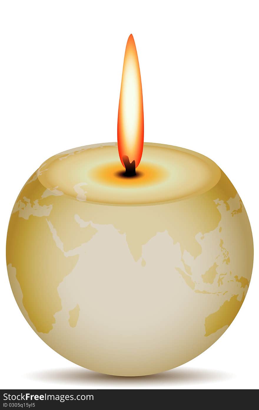 Illustration of burning globe on white background. Illustration of burning globe on white background