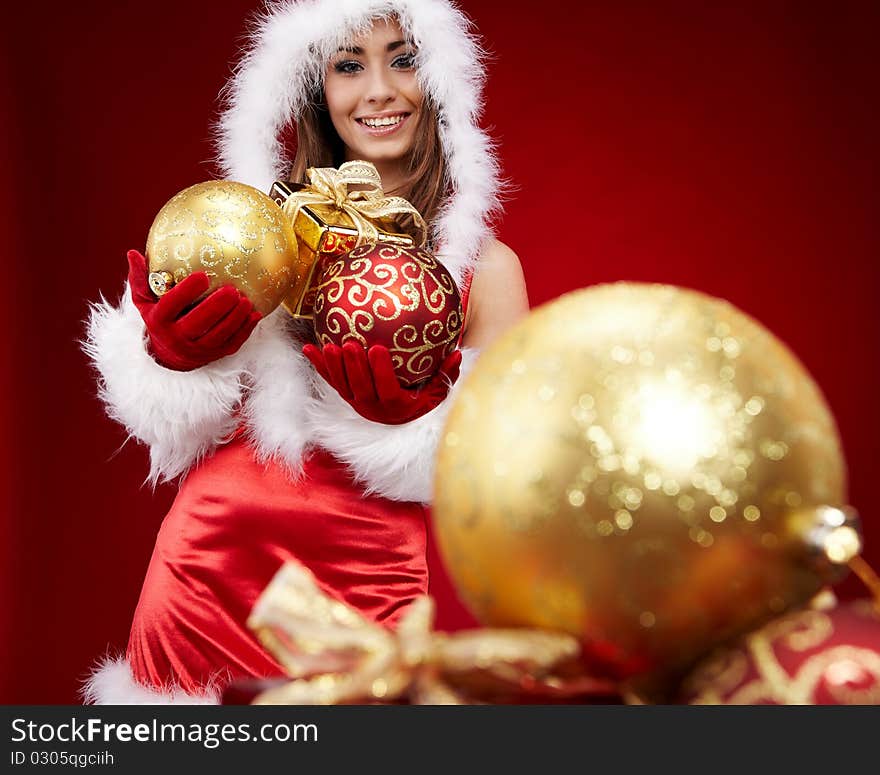 Woman with Christmas present