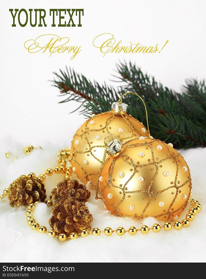 Congratulation with Christmas on a light background. Congratulation with Christmas on a light background