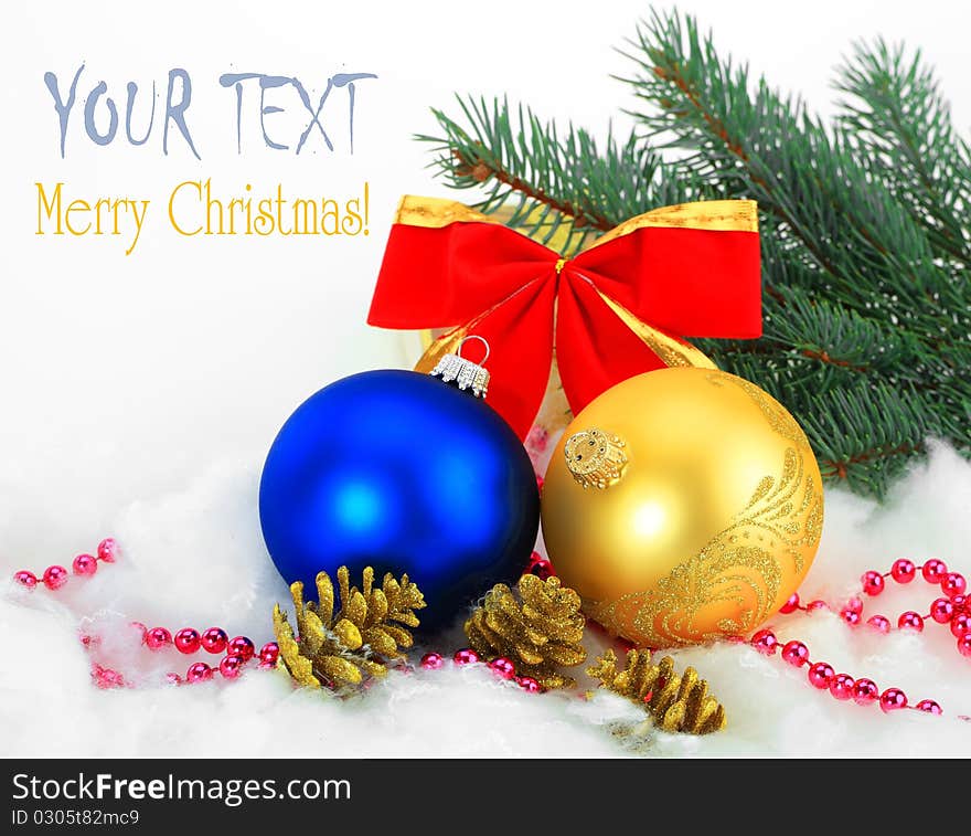 Congratulation with Christmas on a light background. Congratulation with Christmas on a light background