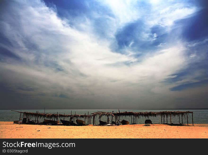 Meeting of the heavens and earth on a tropical beach. Meeting of the heavens and earth on a tropical beach.