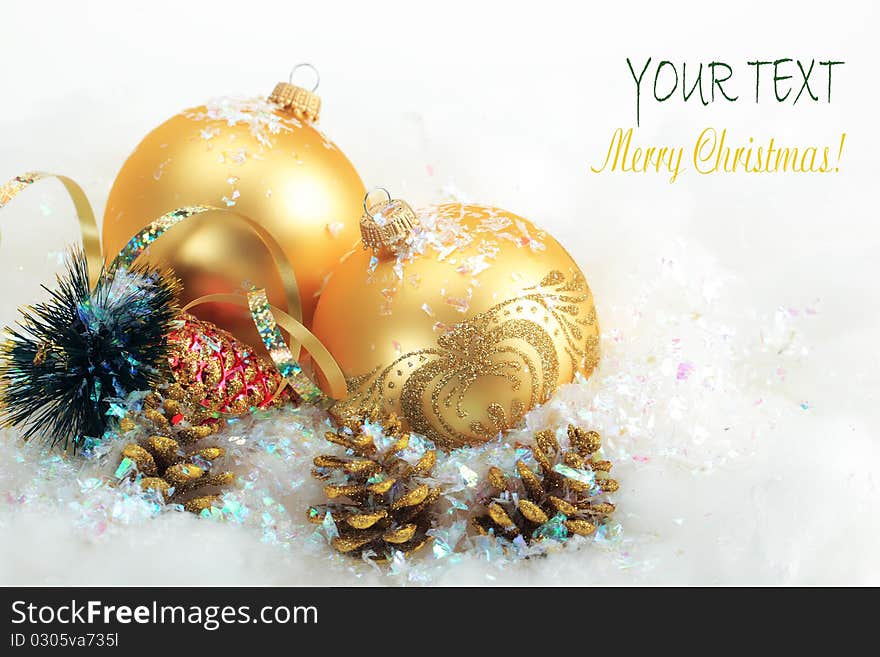 Congratulation with Christmas on a light background. Congratulation with Christmas on a light background