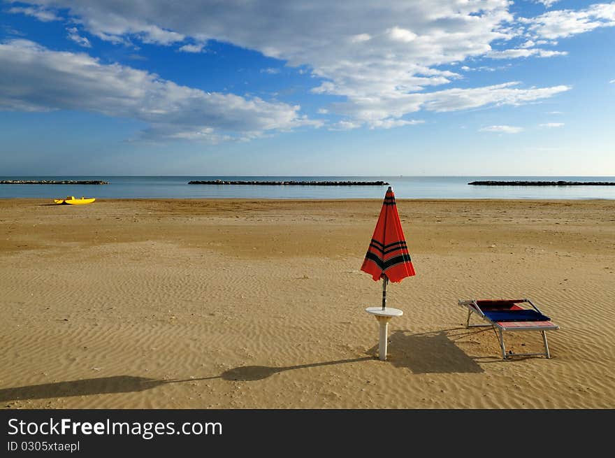 View over deserted beach