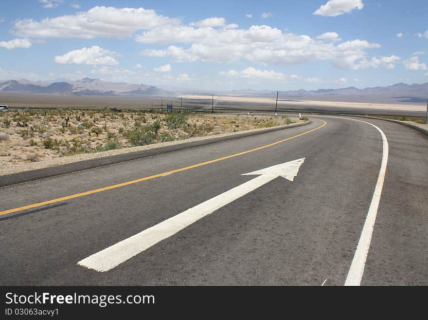 Large arrow road marking in California. Large arrow road marking in California