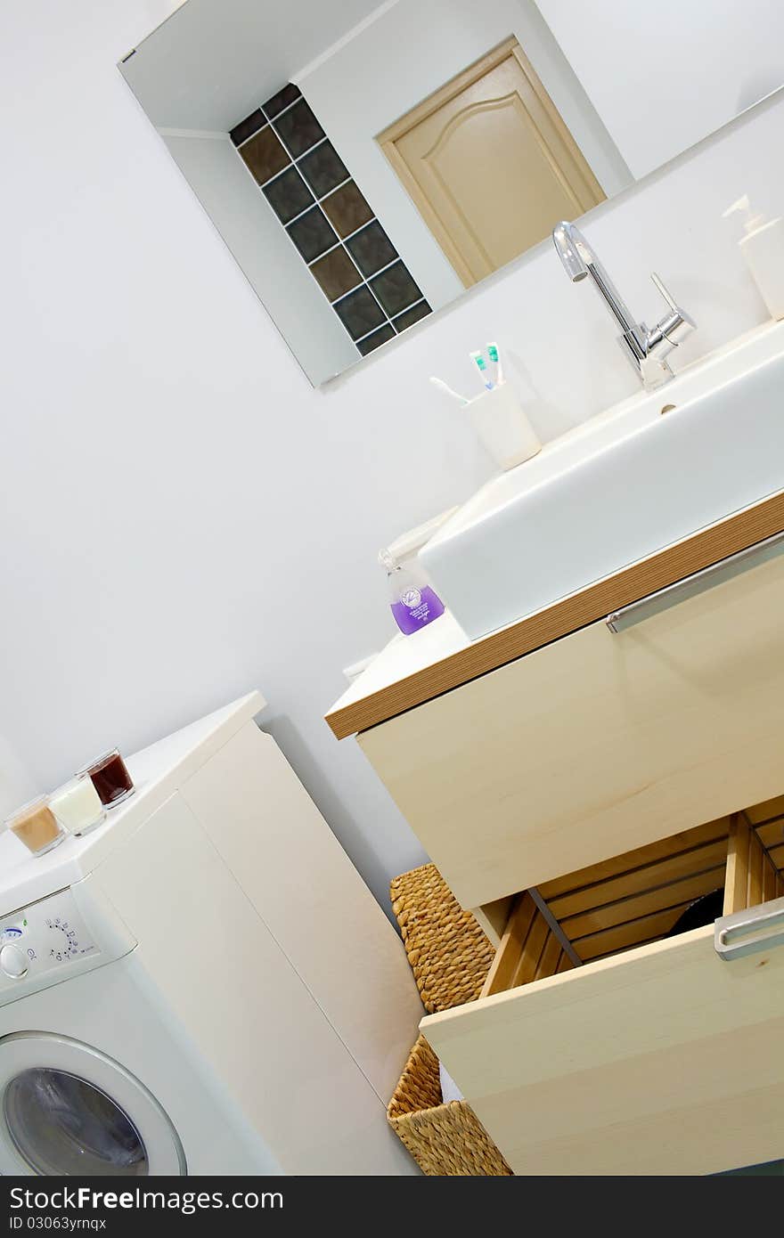 Modern bathroom interior in white