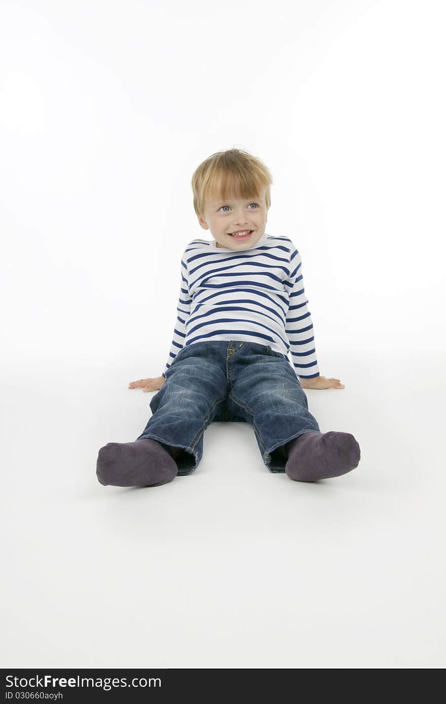 A little boy, on white background.