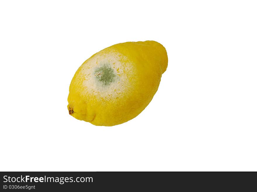 Rotten lemon isolated on white background