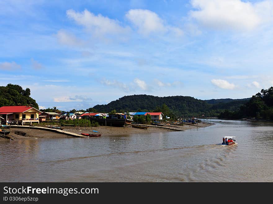 Village In Asia Near The River