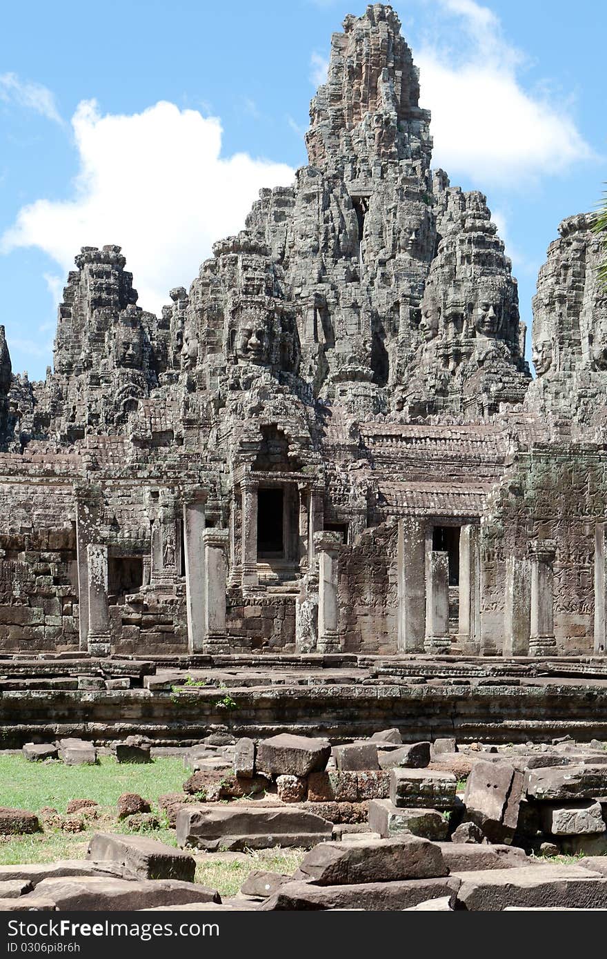 Angkor the Bayon, ancient building of Khmer in Cambodia