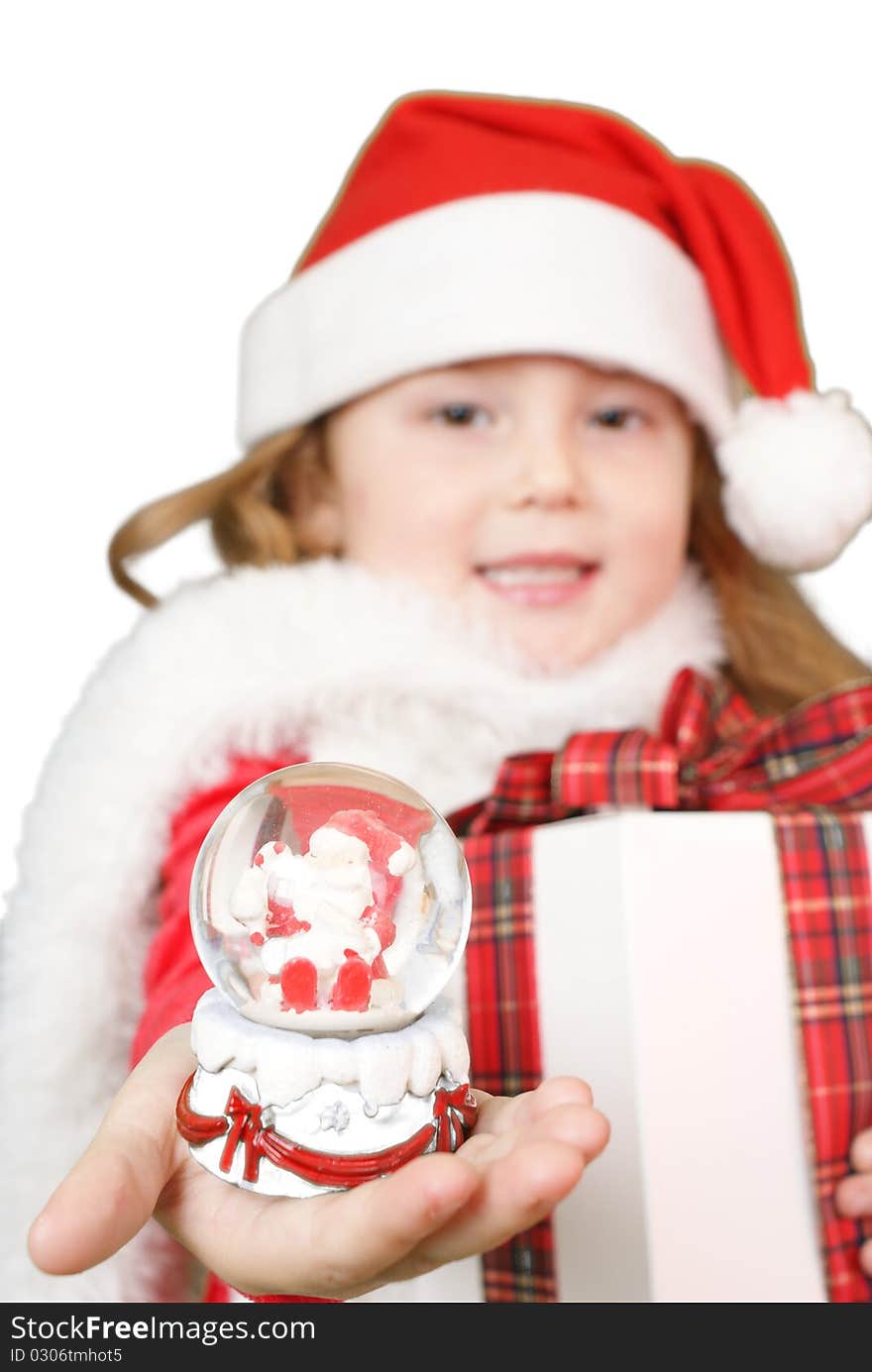 Little girl whit snowball