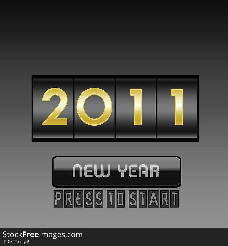 New Year  counter illustration on black background