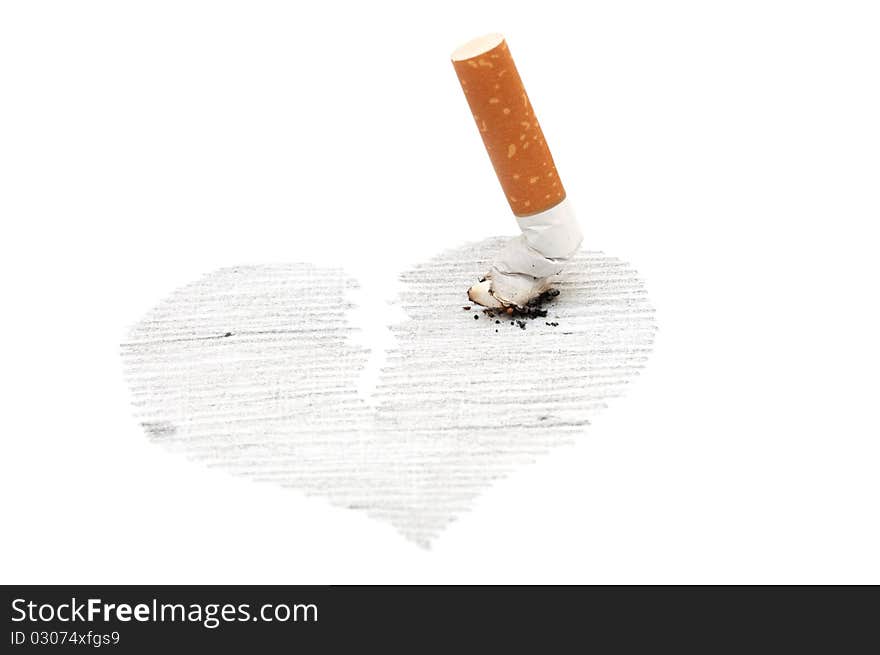 Cigarette thrust in heart drawing