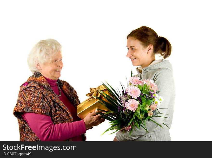 Congratulations and a nice bouquet. Congratulations and a nice bouquet